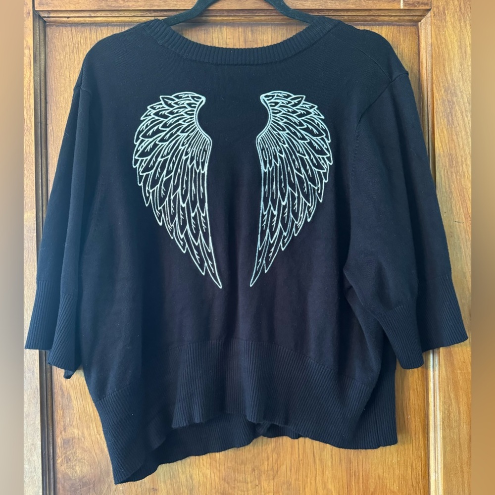 Retro Chic Button Front Crop Cardigan- Angel Wings- Size 4 - Picture 2 of 5